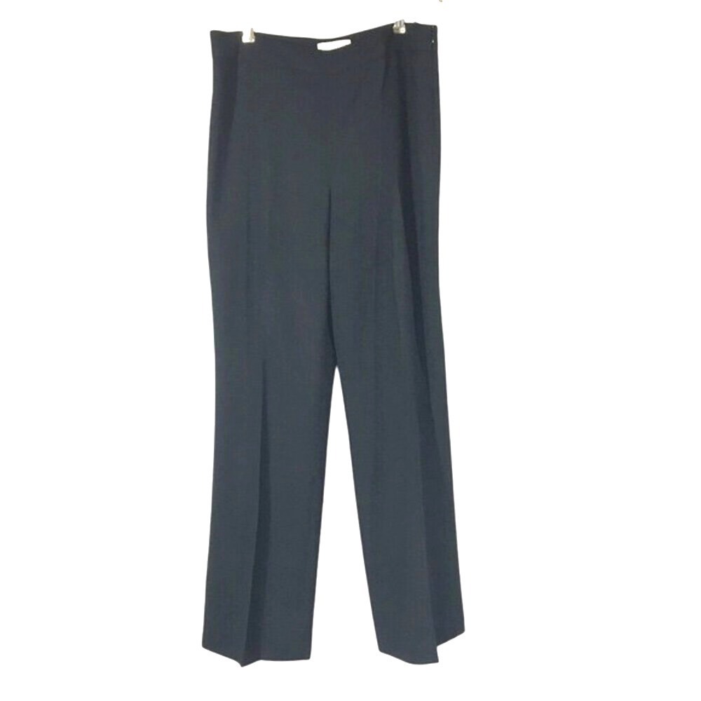Doncaster High Waisted Wool Crepe Wide Leg Dress Pants 12 Black‎